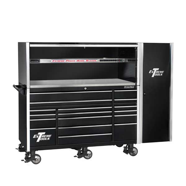 72 In Professional Triple Bank Hutch/Cabinet/Side Combo - Black