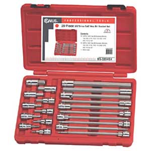 3/8 In Dr SAE Hex Bit Socket Set - 20-Pc