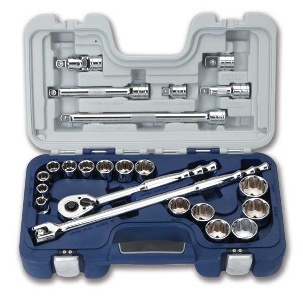 23 pc 1/2" Drive -Point SAE Shallow Basic Tool Set...