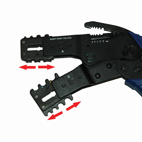 c. Ratcheting Cut/Strip/Crimp Tool w/ Interchangeable Dies