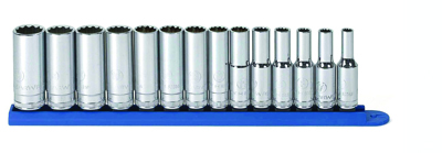3/8 In Dr Metric 12-Pt Deep Socket Set - 14-Pc