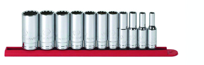 3/8 Inch Drive Fractional SAE 12 Pt Deep Socket Set 11 Pc