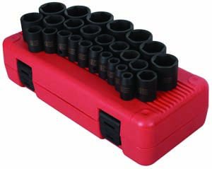 1/2 In Drive Metric Impact Socket Set - 26-Pc