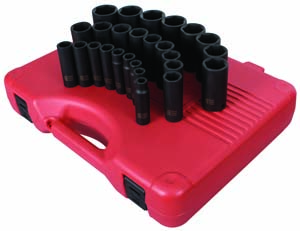 1/2 Inch Drive Deep Metric Impact Socket Set - 26-Pc