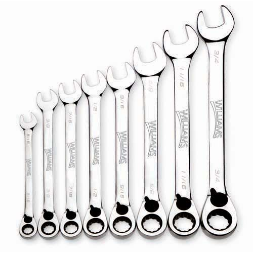 8 pc SAE Reversible Ratcheting Combination Wrench Set