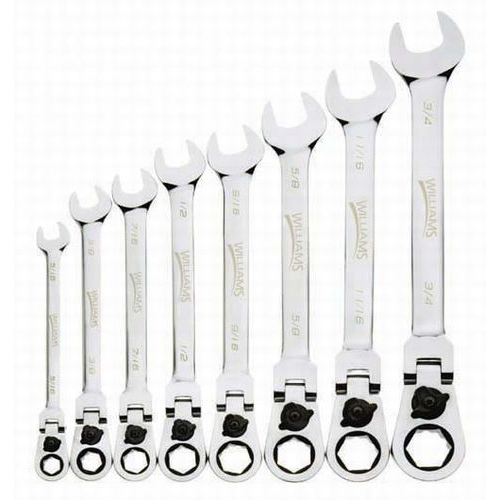 8 pc 12-Point SAE Flex-Head Reversible Ratcheting Combination Wr