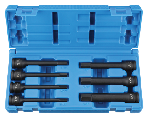 3/8 In Dr 4 In Length Fractional Hex Driver Set - 7-Pc