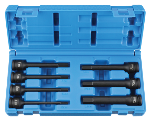 3/8 In Dr 4 In Length Metric Hex Driver Set - 7-Pc