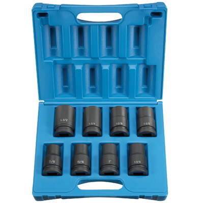 1 In Dr Deep Length Fractional Impact Socket Set - 8-Pc