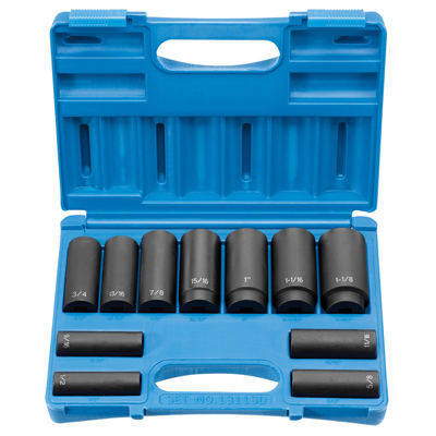 1/2 In Dr 8-Pt Deep Fractional Impact Socket Set - 11-Pc