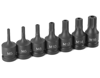 1/2 In Dr Tamper Proof Triple Square Driver Set - 7-Pc