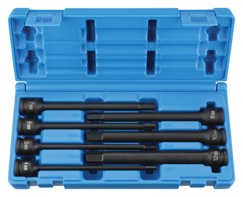 3/8 In Dr Metric Impact Hex Bit Driver Set 6 In L - 7-Pc
