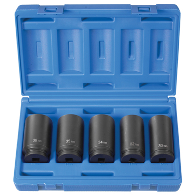 1/2 In Dr Metric Spindle Nut Impact Socket Set - 5-Pc