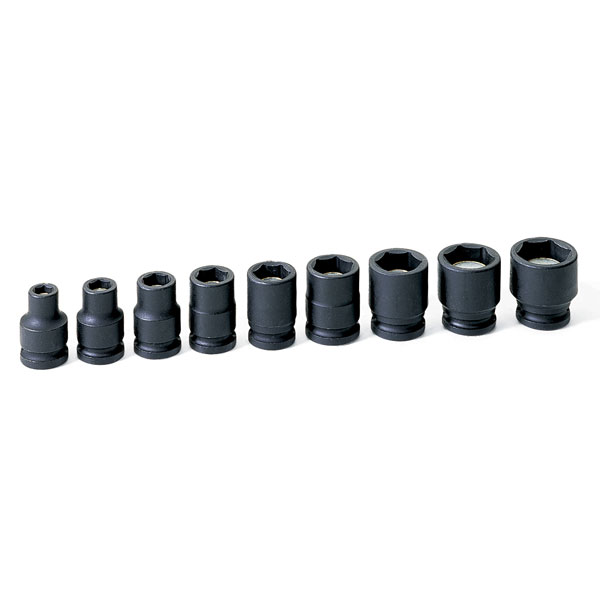 3/8 In Dr Std 6 Pt Fractional Magnetic Impact Socket Set - 9-Pc