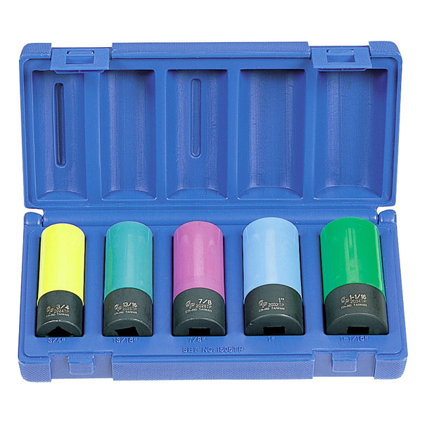 4-PC 1/2" DR FLIP LUG NUT IMPACT SOCKET SET METRIC/SAE MAG WHEEL Thin Wall 