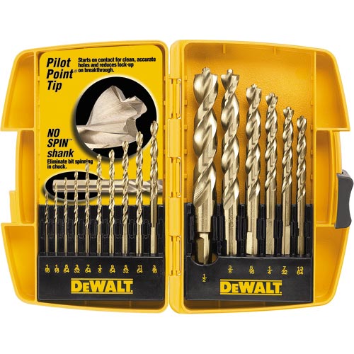 16 Piece Pilot Point Drill Bit Set DeWALT DW1956