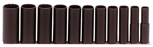 c. 11-Piece 1/2" Drive PROTOBLACK 12-Point Deep Socket Set