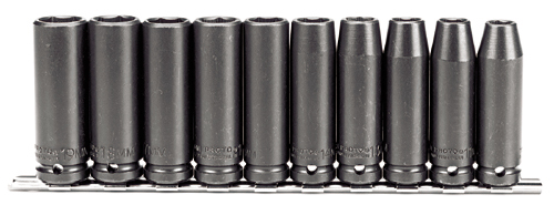 10-Piece 1/2" Drive Metric Deep Impact Socket Set - 6 Point