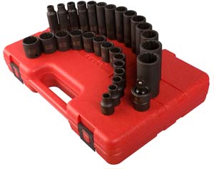 29 Pieces 3/8" Drive 12 Point Metric Impact Socket Set