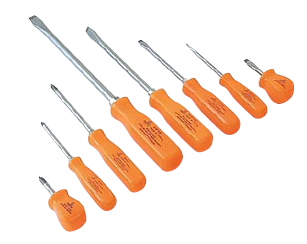 8 Piece Professional Screwdriver Set - Neon Orange Handles
