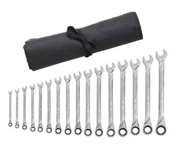 16 Pc. XL Combination Ratcheting Wrench Set METRIC - Wrench Roll
