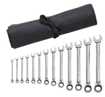 Reversible Combination Ratcheting Wrench Set Roll Fractional SAE
