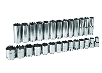 27 Pc. SAE 6 Pt. Standard Socket Accessory Kit 1/2" DRIVE