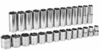 27 Pc. SAE 6 Pt. Standard Socket Accessory Kit 1/2" DRIVE