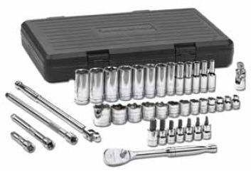 39 Pc. SAE 6 Pt. Standard & Deep Socket Set 3/8" DRIVE