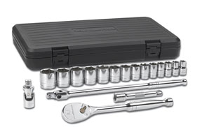 17 Pc. SAE 6 Pt. Standard Socket Set 1/2" DRIVE