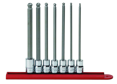 3/8 Inch Drive Fractional SAE Long Ball Hex Bit Socket Set 7 Pc