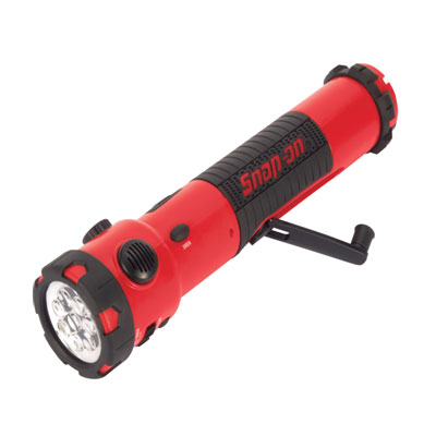 c. 8-LED Crank Emergency Flashlight with AM, FM, Weather Ba
