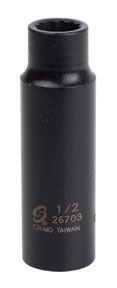 1/2\" Drive x 1/2\", Deep, 12 Point Impact Socket