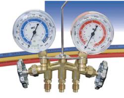 R12, R22, R502 Brass 2-way Manifold Set w/3-72" hoses- 2 1/2GA