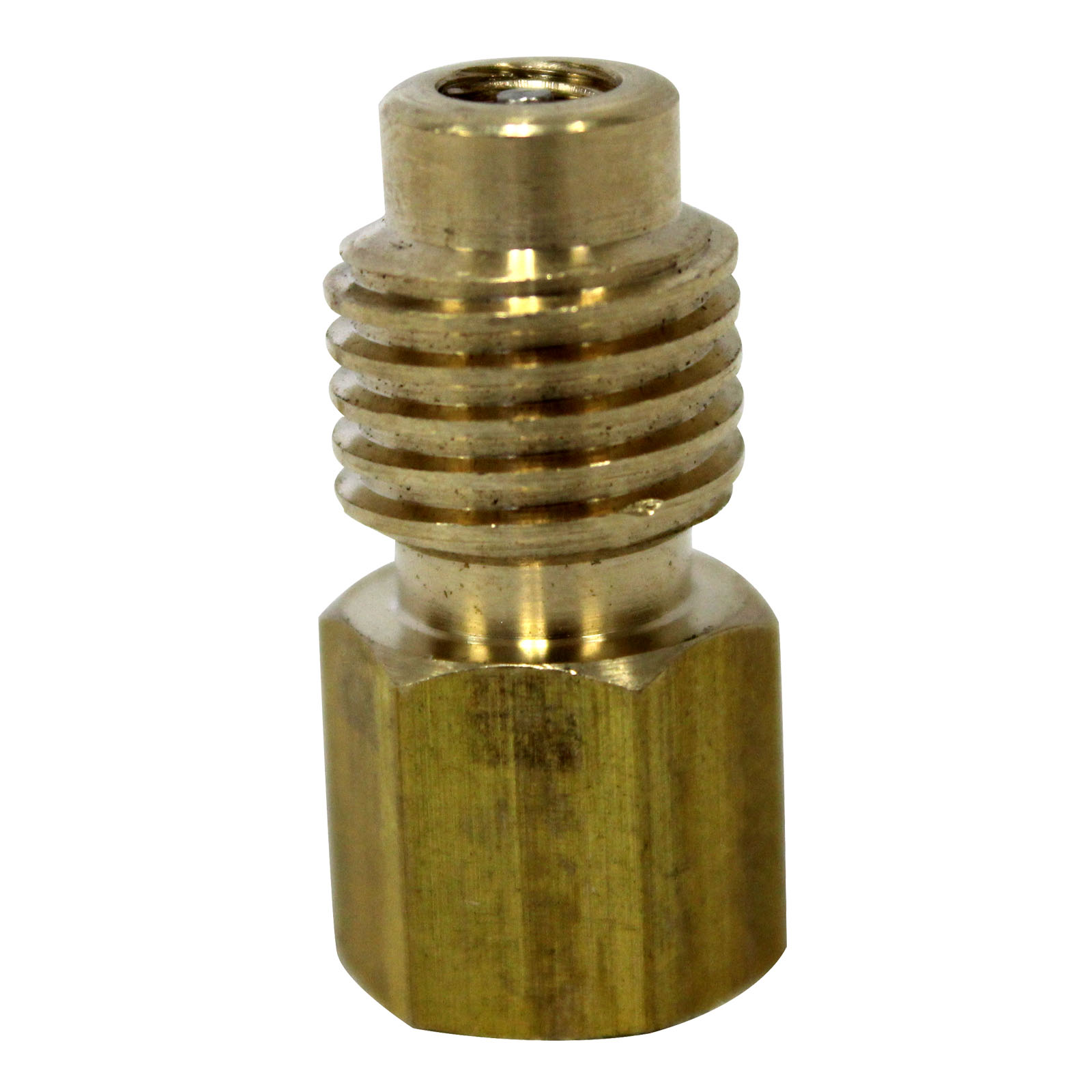 R134A 1/4" N.P.T Less Valve Cor male x 1/2" ACME Male Refrigeration Adapter 