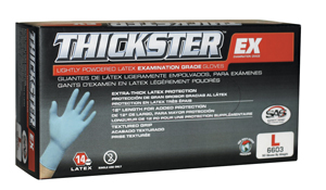 Thickster Lightly Powdered Textured Latex Exam Gloves 50/Box X-L