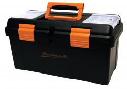 19" Black Plastic Tool Box w/ Beveled Lid, Tray & Dividers