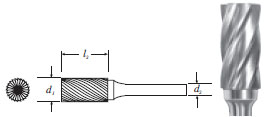 Carbide Cylinder Shape Bur (SA-7NF) Nonferrous Cut 3/4"