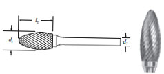 Carbide Flame Shape Burs (SH-5L6) Single Cut 1/2"
