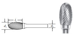 Carbide Oval Shape Bur (SE-7) Single Cut 3/4"