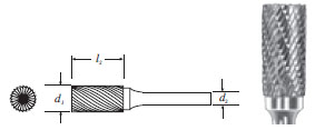 Carbide Cylinder Shape Burs (SA-7) Double Cut 3/4"