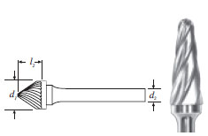 z-nla Carbide Taper w/ Radius End Bur (SL-4NF) Nonferrous Cut 1/