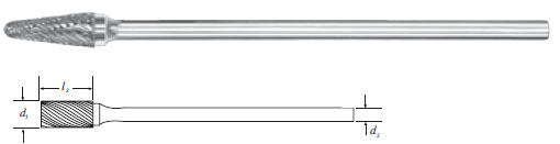 Carbide Long Shank Taper Bur w/ Radius End (SL-4L6) Double