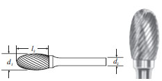 Carbide Oval Shape Bur (SE-5L6) Single Cut 1/2"