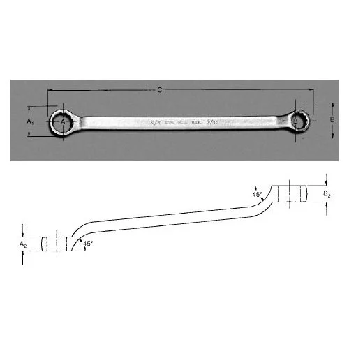 (image for) Double Offset Long Pattern Chrome Box Wrench - 1-5/16" x 1-1/2"W
