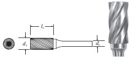 Carbide Cylinder Shape Bur (SA-5NF) Nonferrous Cut 1/2"