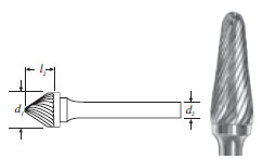 Carbide Taper w/ Radius End Bur (SL-3L6) Single Cut 3/8"