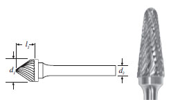 Carbide Taper w/ Radius End Bur (SL-3L6) Double Cut 3/8"