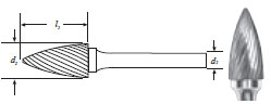 Carbide Tree Shape Bur w/ Pointed End (SG-3L6) Single Cut