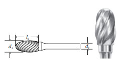 Carbide Oval Shape Bur (SE-3NF) Nonferrous Cut 3/8"